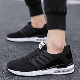 Men Women Boys Air Cushion Casual Shoes 36-45 Mesh Breathable Lightweight Kids Sneakers Outdoor Spring Sumer Autumn Comfortable (Color: Black, size: 45)
