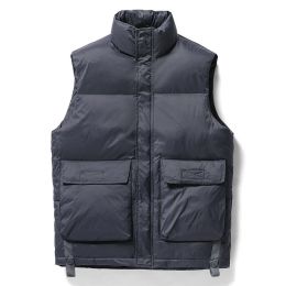 Down vest in autumn and winter; women and men's Korean version; trend; white duck down jacket; vest; jacket (Color: Dark Grey, size: Xl)