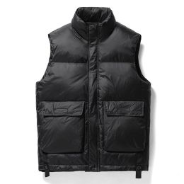 Down vest in autumn and winter; women and men's Korean version; trend; white duck down jacket; vest; jacket (Color: Black, size: Xl)
