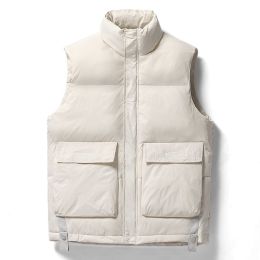 Down vest in autumn and winter; women and men's Korean version; trend; white duck down jacket; vest; jacket (Color: Khaki, size: 2Xl)