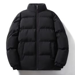 Cotton coat women and men's coat in autumn and winter loose stand collar cotton coat ins versatile cotton jacket coat (Color: Black, size: 2Xl)