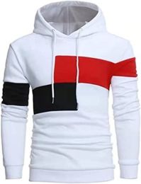 Men's Color Blocking Hoodies Heavyweight Pullover Hoodie Shirts Casual Stylish Long Sleeve Pullover Sweatshirts (Color: White, size: S)