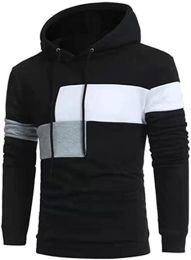 Men's Color Blocking Hoodies Heavyweight Pullover Hoodie Shirts Casual Stylish Long Sleeve Pullover Sweatshirts (Color: Black, size: Xl)