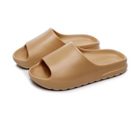 Summer Beach Ourdoor Slides Ladies Slippers Platform Mules Shoes Woman Flats New Men Fashion Couple Slippers Indoor Household (Color: Brown, size: 40-41(25Cm))