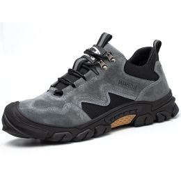 2022 Men Lightweight Safety Boots Work Shoes Indestructible Casual Sneakers Women Kevlar Insole Protective S3 Steel Toe Footwear (Color: Grey, size: 43)