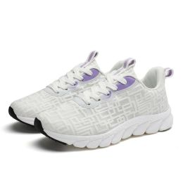 Women Girls 35-41 Casual Sneaker Breathable Mesh Summer Light Cozy Outdoor Running Sport Shoes Fitness Spring Autumn Comfortable (Color: White Purple, size: 41)