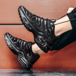 Mesh Fashion Casual Sneaker Sport Men Teenager Hot Air Cushion Running Shoe Breathable Tennis Youth Portable Comfortable Outdoor (Color: Black, size: 39)