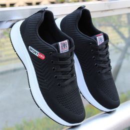 Men Casual Shoes Outdoor Boys Portable Breathable Sneakers Flying Woven Running Travel Wearable Comfortable Spring Summer Autumn (Color: Black, size: 39)