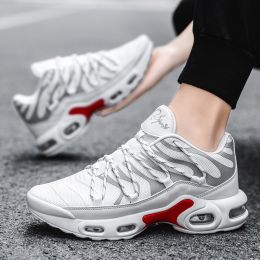 Mesh Fashion Casual Sneaker Sport Men Teenager Hot Air Cushion Running Shoe Breathable Tennis Youth Portable Comfortable Outdoor (Color: White, size: 41)