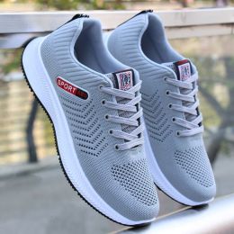 Men Casual Shoes Outdoor Boys Portable Breathable Sneakers Flying Woven Running Travel Wearable Comfortable Spring Summer Autumn (Color: Grey, size: 39)