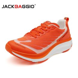 JACKBAGGIO Running Shoes For Marathon Professional Running Sports Shoes Thick-soled Shock-Absorbing (Color: Orange, size: 8)