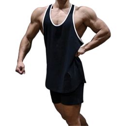 Men's A-Shirt Sleeveless Shirt Men's Gym Tank Shirt Quick Dry Shirt Cool Vest for Men Letter Print t-Shirt (Color: Black-Xl)
