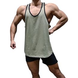 Men's A-Shirt Sleeveless Shirt Men's Gym Tank Shirt Quick Dry Shirt Cool Vest for Men Letter Print t-Shirt (Color: Green-L)