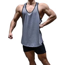 Men's A-Shirt Sleeveless Shirt Men's Gym Tank Shirt Quick Dry Shirt Cool Vest for Men Letter Print t-Shirt (Color: Gray-M)