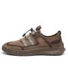 Spring Summer Leather Mesh Casual Shoes Men Slip on Elastic Band Low Top Sneaker Fashion Round Toe Solid High Quality Breathable