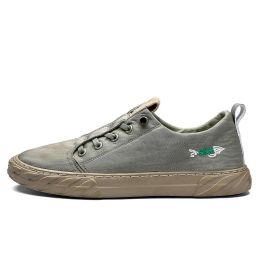 Spring Summer Autumn Casual Sneaker Men Lightweight Flat Canvas Slip-on Shoes Skateboard Sport Breathable Outdoor Soft Non-slip (Color: Green, size: 39)