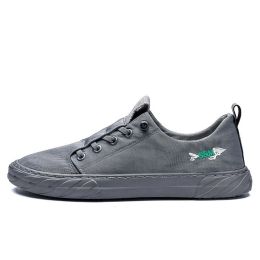 Spring Summer Autumn Casual Sneaker Men Lightweight Flat Canvas Slip-on Shoes Skateboard Sport Breathable Outdoor Soft Non-slip (Color: Gray, size: 44)