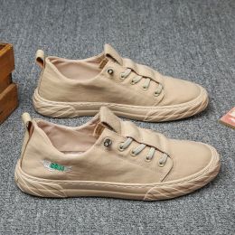 Spring Summer Autumn Casual Sneaker Men Lightweight Flat Canvas Slip-on Shoes Skateboard Sport Breathable Outdoor Soft Non-slip (Color: Beige, size: 43)