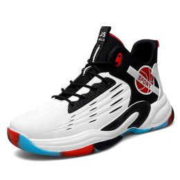New couple basketball shoes men's sports shoes women's breathable cushioning non-slip wear-resistant gym training sports shoes (Color: White, size: 35)