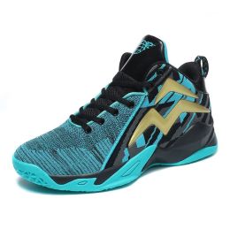 Basketball shoes men's shoes spring and summer youth basketball shoes non-slip breathable wear-resistant sports shoes (Color: Green, size: 39)