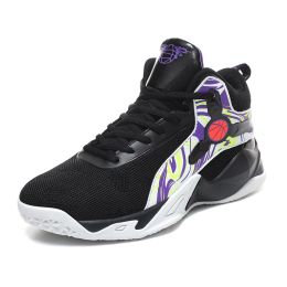 New basketball shoes men's sports shoes breathable cushioning non-slip wear-resistant gym training sports shoes high quality (Color: Black, size: 46)