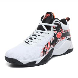 New basketball shoes men's sports shoes breathable cushioning non-slip wear-resistant gym training sports shoes high quality (Color: White, size: 39)