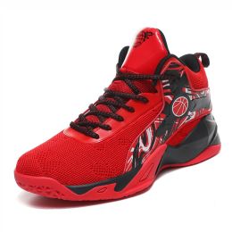 New basketball shoes men's sports shoes breathable cushioning non-slip wear-resistant gym training sports shoes high quality (Color: Red, size: 46)