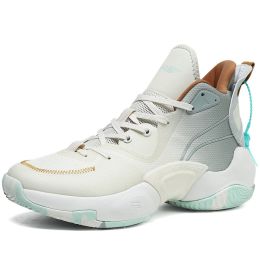 New fashion basketball shoes men's wear-resistant MD outsole sports shoes women's outdoor breathable sports basketball shoes (Color: Beige, size: 37)
