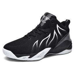 Men's Basketball Shoes Non-Slip Wear-Resistant Men's Sports Shoes Breathable Basketball Shoes Large Size (Color: Black, size: 45)