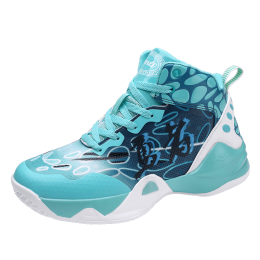Brand men's basketball shoes breathable high-top couple shoes cushioning non-slip wear-resistant sports shoes (Color: Moonlight, size: 42)