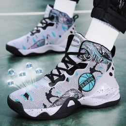 New couple basketball shoes men's sports shoes women's breathable cushioning non-slip wear-resistant gym training sports shoes (Color: White And Black, size: 38)