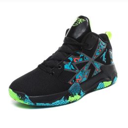Basketball shoes men's mesh breathable sports shoes non-slip wear-resistant men's shoes student youth running shoes (Color: Dark Green, size: 41)