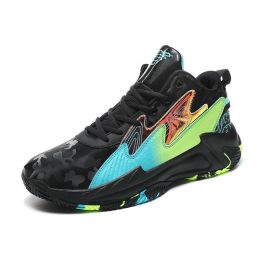 Basketball Shoes Men Shoes High-Top Sports Shoes Wear-Resistant Breathable Boots Training Athletic Outdoor Casual Sneakers (Color: Black, size: 40)