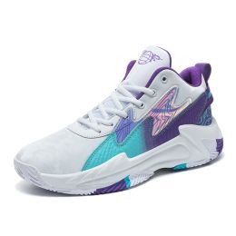 Basketball Shoes Men Shoes High-Top Sports Shoes Wear-Resistant Breathable Boots Training Athletic Outdoor Casual Sneakers (Color: White, size: 36)
