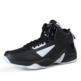 New High-top Basketball Shoes Men Outdoor Sneakers Men Wear Resistant Air Cushioning Shoes Breathable Sport Shoes Unisex (Color: Black And White, size: 45)