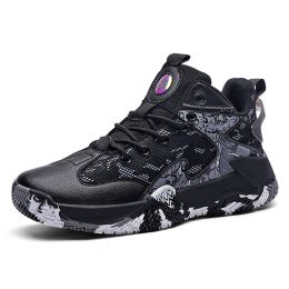 Sports shoes professional men's basketball shoes boys sports shoes non-slip high-top wear-resistant breathable basketball shoes (Color: Black, size: 41)