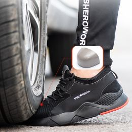 Mesh Safety Shoes Men Steal Toe Work Boots High Quality Sneakers Sports Light Cozy Wear-resistant Soft Sole Spring Summer Autumn (Color: 01 Black, size: 49)