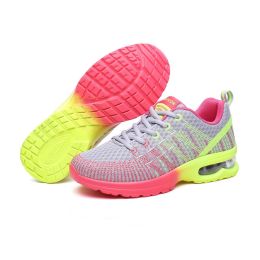 Casual Mesh Shoes Women Outdoor Breathable Soft Comfortable Fashion Jogging Fitness Running Colorful Air Cushion Sneakers Female (Color: Gray, size: 35)
