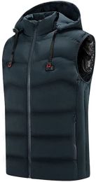Heated Hooded Vest USB Interface Heated Warm Jacket without Battery (size: Lake Blue-L)