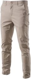 Mens Solid Color Casual Pants Cotton Fabric Breathe Freely Youth Trousers for Outdoors, Party (Color: Khaki, size: Xxl)