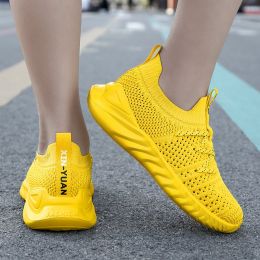 Children Mesh Casual SportShoes Girls Lace-up Flat Sneakers Banner Footwear Boys Summer Lightweight Breathable Non-slip Trainers (Color: Yellow, size: 29)