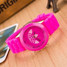 Luxury Brand Women Colorful Silicone Jelly Quartz Watch Men Casual Sports Wristwatch Ladies Fashion Dress Watch Relogio Clock (Color: Hot Pink, size: 1)