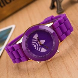 Luxury Brand Women Colorful Silicone Jelly Quartz Watch Men Casual Sports Wristwatch Ladies Fashion Dress Watch Relogio Clock (Color: Purple, size: 1)