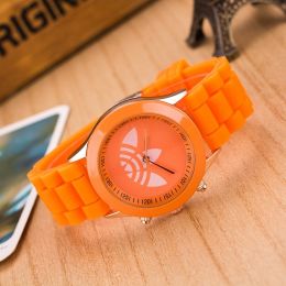 Luxury Brand Women Colorful Silicone Jelly Quartz Watch Men Casual Sports Wristwatch Ladies Fashion Dress Watch Relogio Clock (Color: Orange, size: 1)
