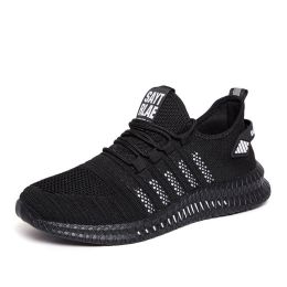 Fashion Men Sneakers Mesh Running Shoes Lac-up Mens Shoes Lightweight Vulcanize Shoes Walking Sneakers Zapatillas Hombre (Color: Black White, size: 40)