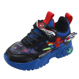Autumn leather-bound running sneakers for kids and teenagers (Color: Blue, size: 34)