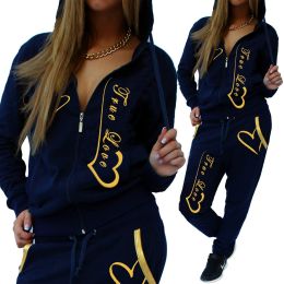 Sports New Style Women's Contrasting Colors Sports Suit Hoodies and Pants Set (Color: Red, size: Xxl)