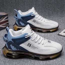 Men Sneakers Running Boots Fashion Outdoor Jogging Sports Shoes Breathable Footwear Basketball Shoes For Men (Color: White Blue, size: 41)