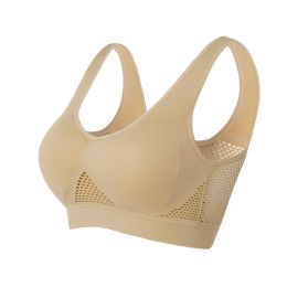Women Yoga Underwear Padded Crop Tops Underwear Gym Top Yoga Sport Bra Breathable Fitness Running Vest Yoga Bras Sports Type (Color: Beige, size: 6Xl)