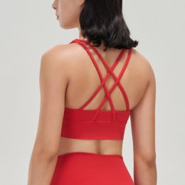 Nylon Top Women Bra Sexy Top Woman Breathable Underwear Women Fitness Yoga Sports Bra For Women Gym 22 Colors (Color: Red, size: Xl)